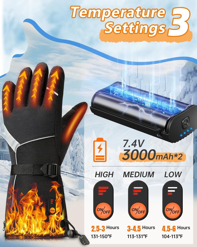 Bopoid Heated Gloves for Men Women, Rechargeable Heated Gloves with 7.4V 6000mAh Battery, Waterproof & Upgrade Non-Slip with Touchscreen, Heated Work Gloves for Motorcycling/Skiing/Hunting/Outdoor Work - Image 2